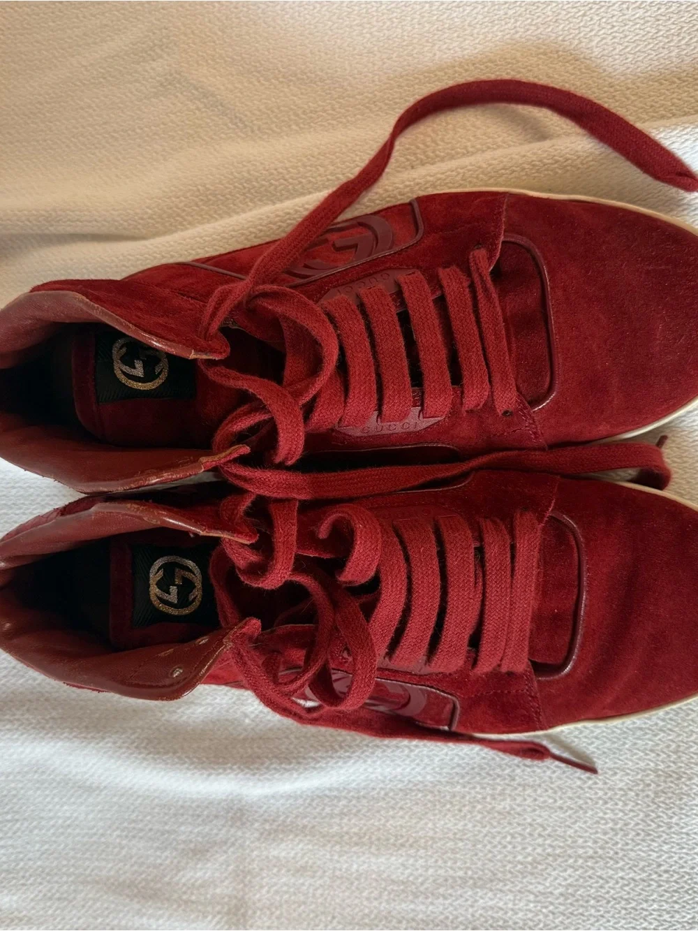 Gucci Men's Burgundy Suede High-Top Sneakers